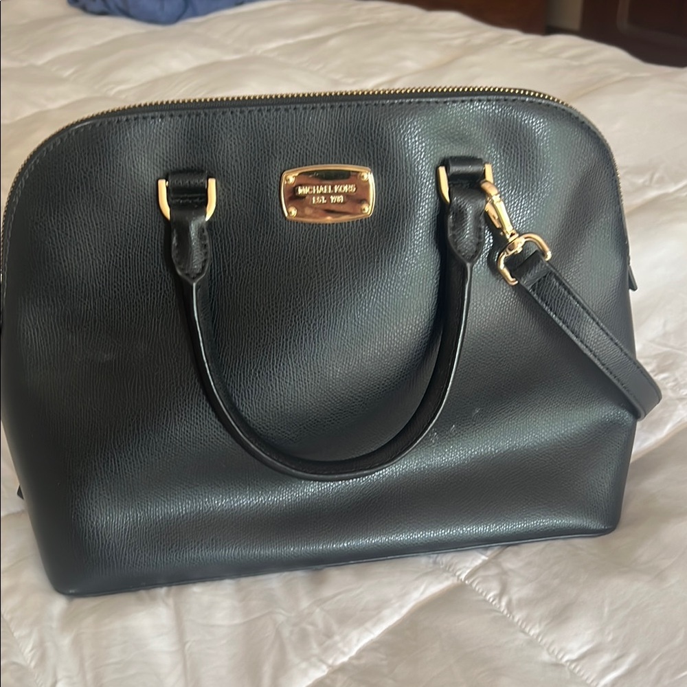 Michael Kors Black Satchel with Gold Accents